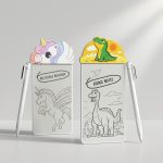 Portable magnetic notebook 5.5 inches, dinosaur design, 2 in 1 magnetic stylus, eco-friendly