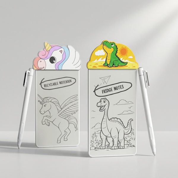 Portable magnetic notebook 5.5 inches, dinosaur design, 2 in 1 magnetic stylus, eco-friendly