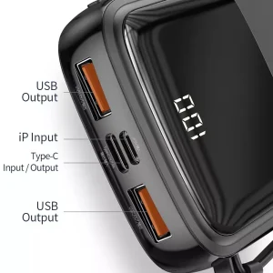 Baseus Qpow 3A 15w Digital Display Power Bank 10000mAh With Type-C Cable