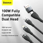 Baseus Flash Series Two-for-three Fast Charging 100W Cable - Black - Image 2
