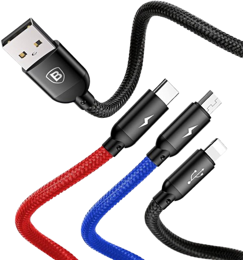 Baseus Three Primary Colors 3-in-1 Cable USB For Micro Lightning Type-c 3.5A 1.2M