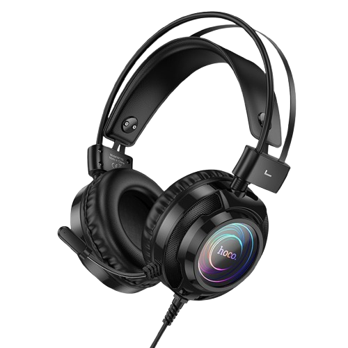 Hoco W110 RGB Light Wired Gaming Headset with Microphone - Black