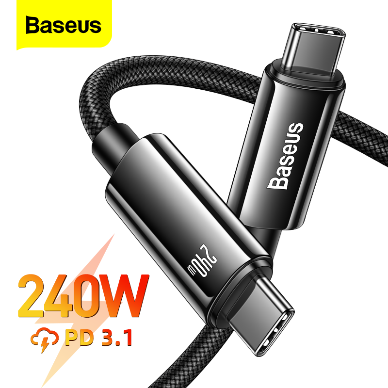 Baseus Cable Type-C to Type-C 240W Tungsten Gold Super Adaptive - Black Baseus 240W Type-C to Type-C Tungsten Gold Super Cable 2M - Black