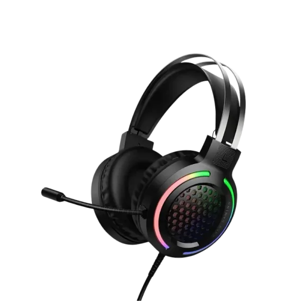 HOCO W117 USB + AUX 3.5mm Port RGB Gaming Headphone - Black